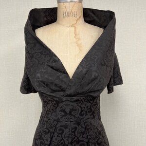 NWT 2000s Deadstock Pin Up Retro Brocade Adjustable Collar Pencil Dress Large 40